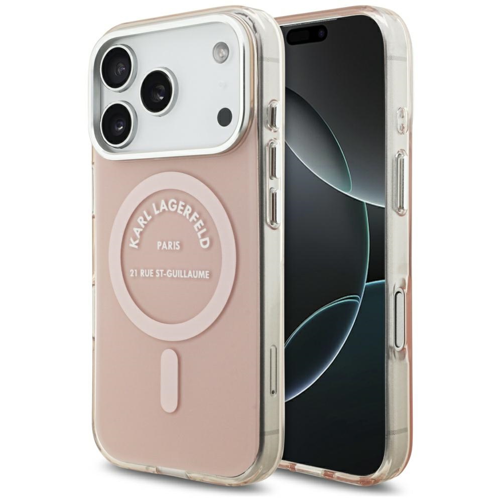 Калъф за iPhone 17 Pro - Karl Lagerfeld IML Karl Karl RSG Logo MagSafe (KLHMP17LHKHKRSGPP) - Розов