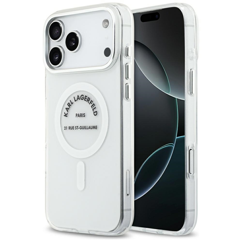 Калъф за iPhone 17 Pro Max - Karl Lagerfeld IML Karl Karl RSG Logo MagSafe (KLHMP17XHKRSGPT) - Прозрачен