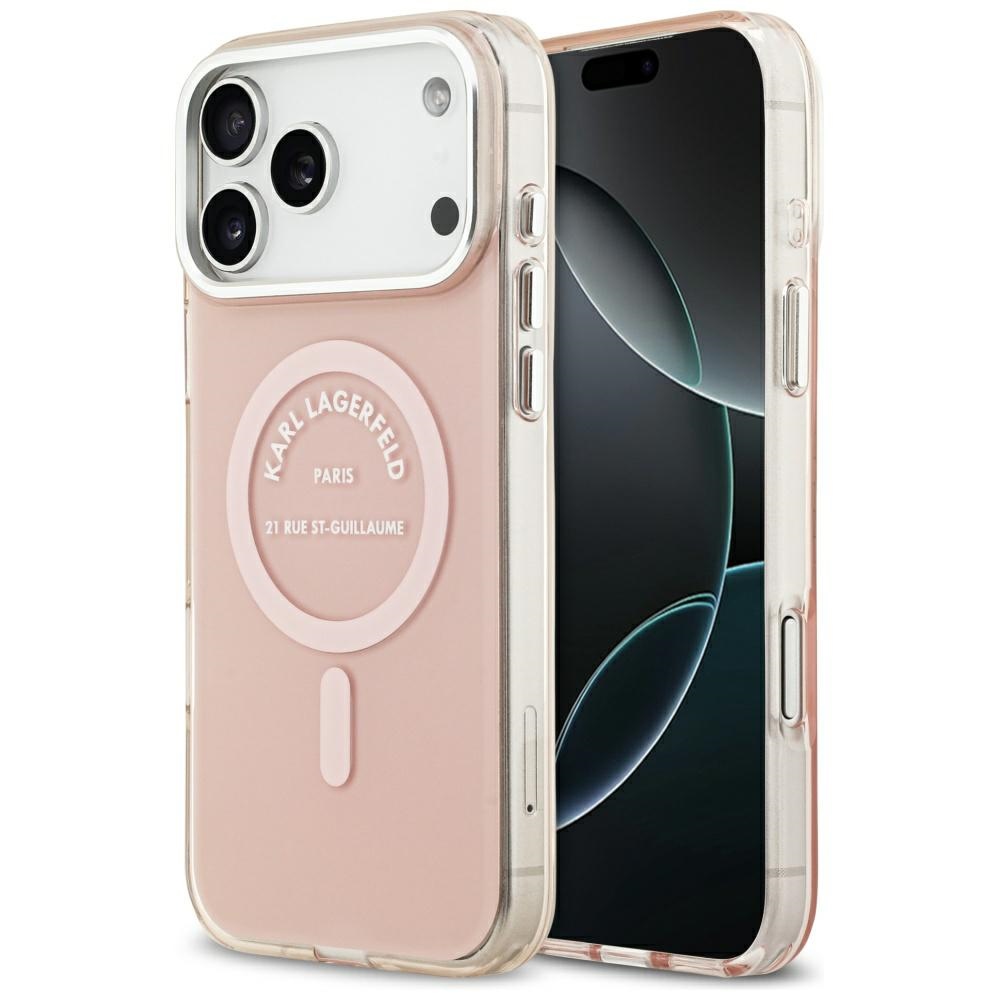 Калъф за iPhone 17 Pro Max - Karl Lagerfeld IML Karl Karl RSG Logo MagSafe (KLHMP17XHKRSGPP) - Розов