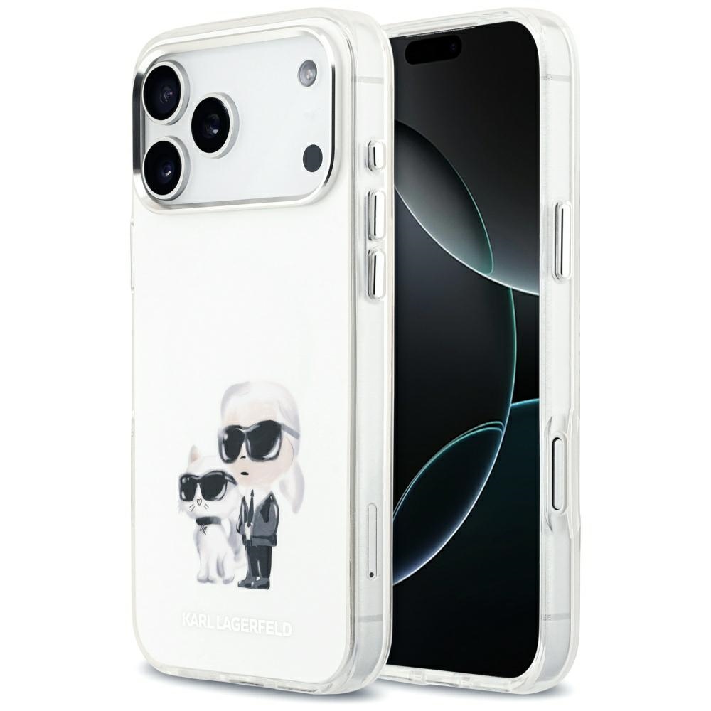 Калъф за iPhone 17 Pro Max - Karl Lagerfeld IML IML Aquarelle K&C & Logo MagSafe (KLHMP17XHHMKKCAQOH) - Бял