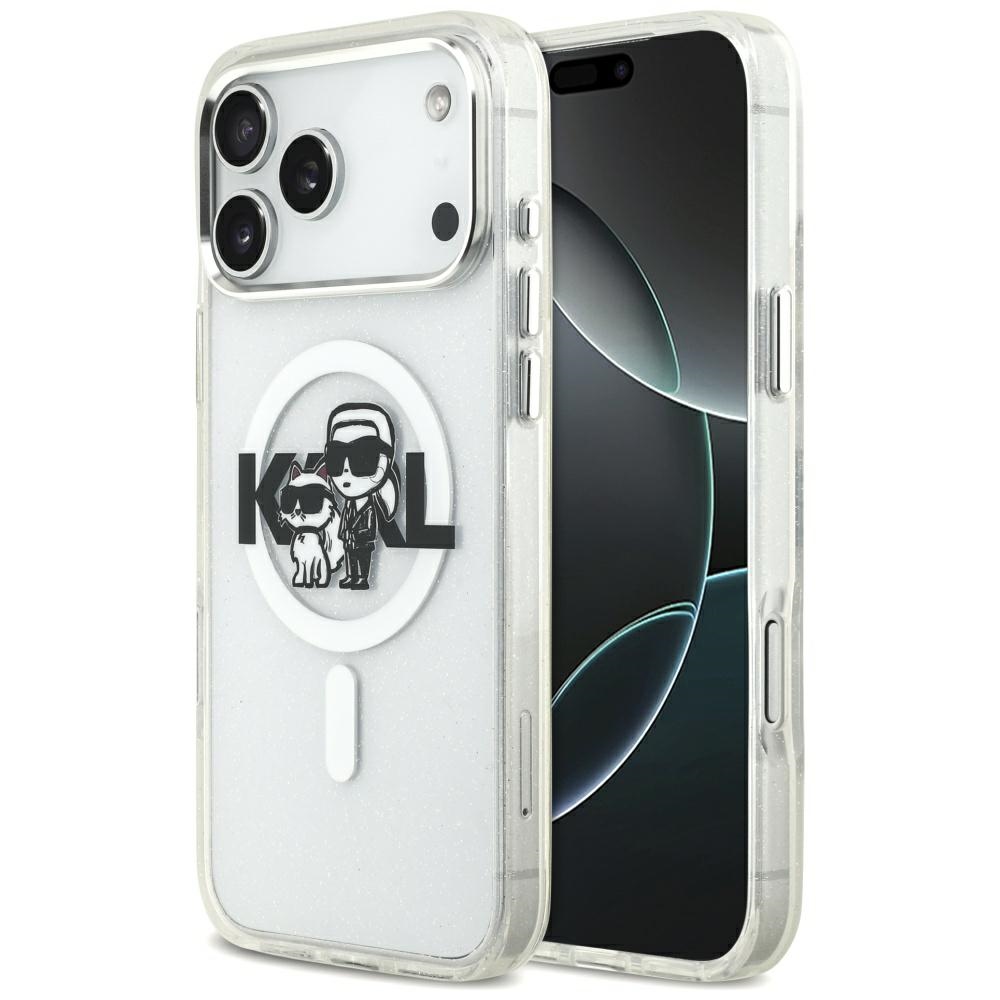 Калъф за iPhone 17 Pro Max - Karl Lagerfeld IML Glitter K&C Sketch Logo K&C Sketch Logo MagSafe (KLHMP17XHGKCGGKKBT) - Прозрачен