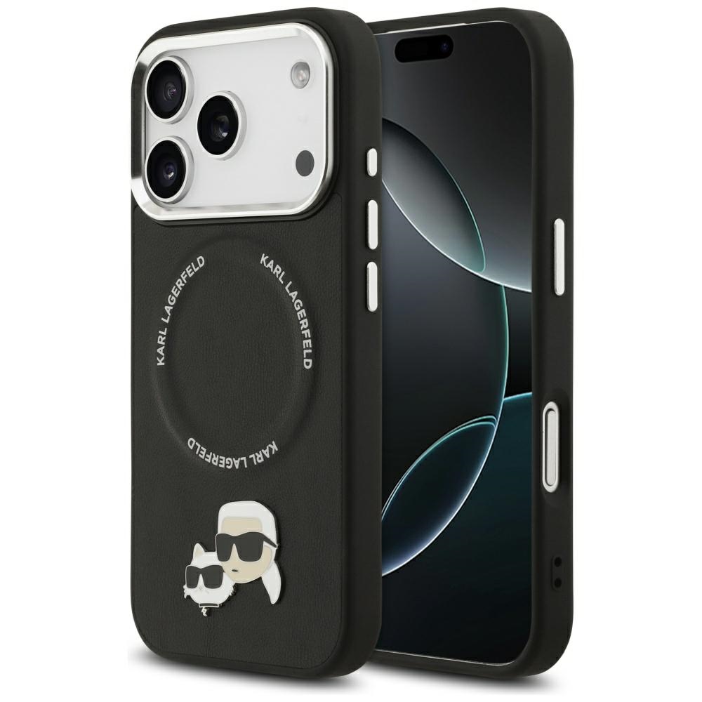 Калъф за IPhone 17 Pro - Karl Lagerfeld Leather K&C Pins MagSafe (KLHMP17LPSMLRKCK) - Черен
