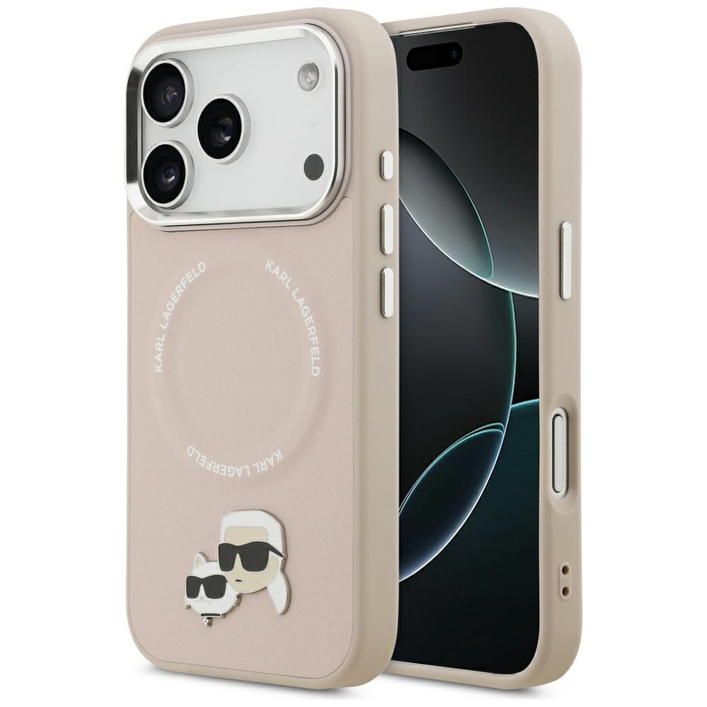 Калъф за IPhone 17 Pro - Karl Lagerfeld Karl & Choupette Pins MagSafe (KLHMP17LPSMLRKCP) - Розов
