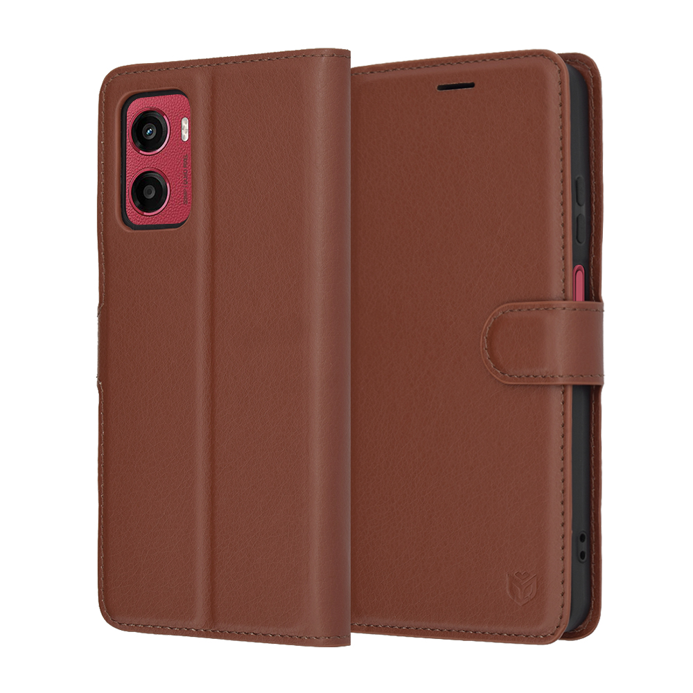 Калъф за Motorola Moto Moto G05 / E15 - Techsuit Leather Folio - Кафяв