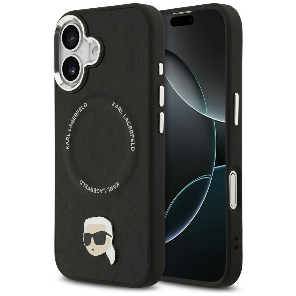 Калъф за IPhone 17 - Karl Lagerfeld Leather Karl Pin MagSafe (KLHMP17SPSMLRKLK) - Черен