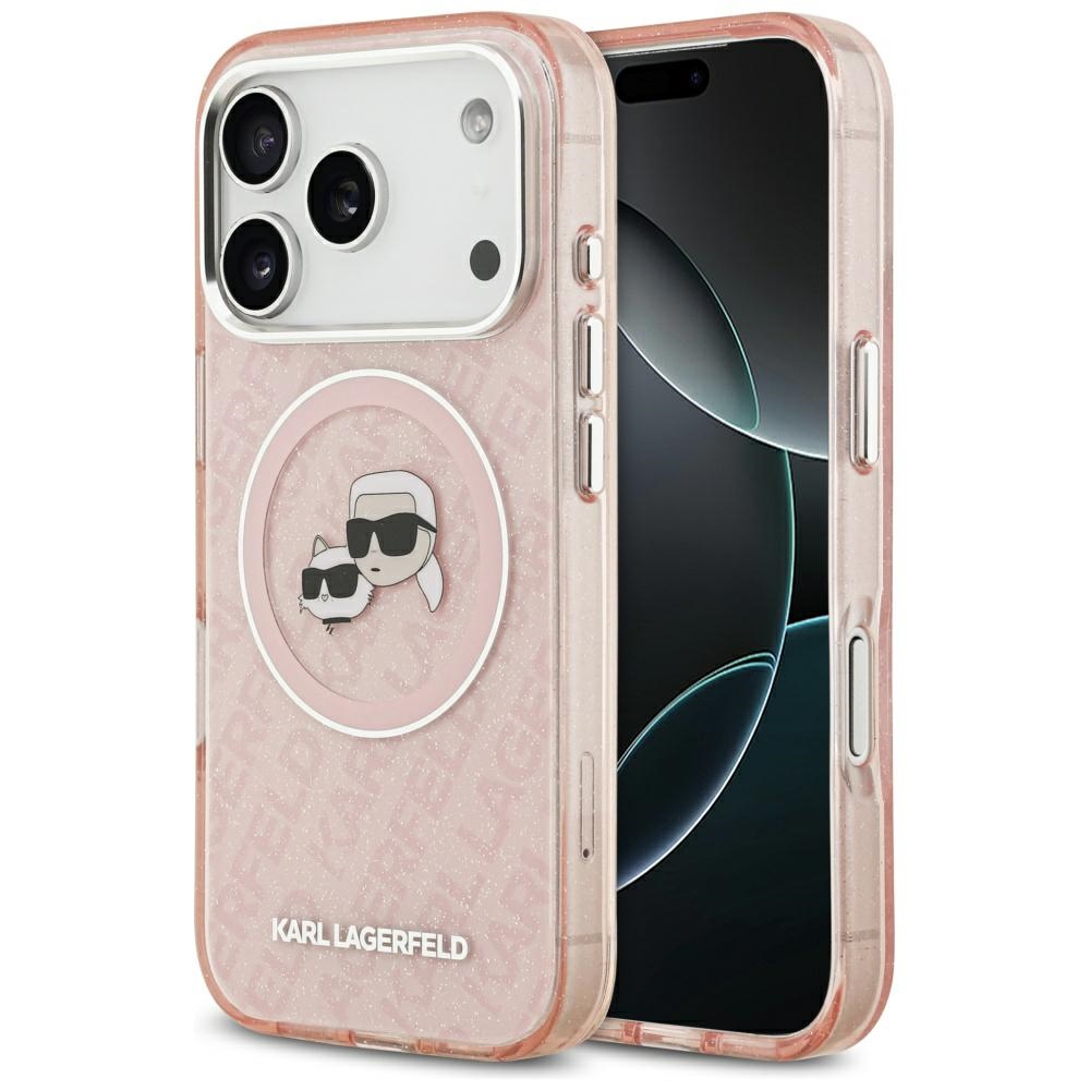 Калъф за iPhone 17 Pro - Karl Lagerfeld IML Glitter K&C Heads K&C Heads Logo MagSafe (KLHMP17LHHMMKBKKCHOP) - Розов