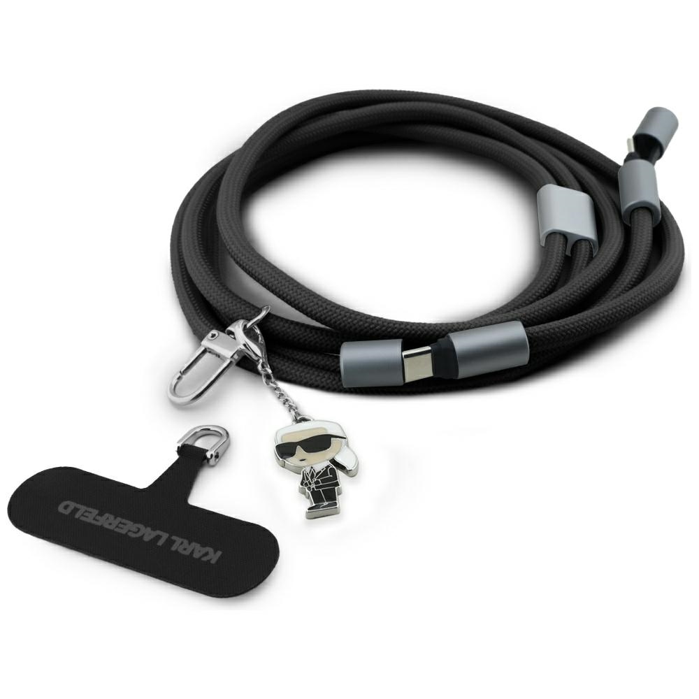USB-C кабел - Karl Lagerfeld Ikonik Charm (KLCCUCCNMSCKIK) - Черен