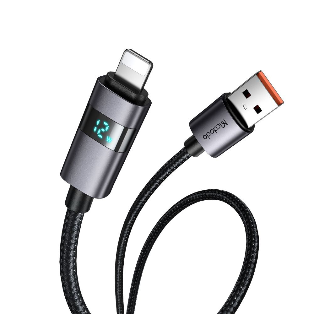 Кабел, USB-A към Lightning, LED дисплей, 3A, 1,2 м - Mcdodo (CA-6490) - Черен