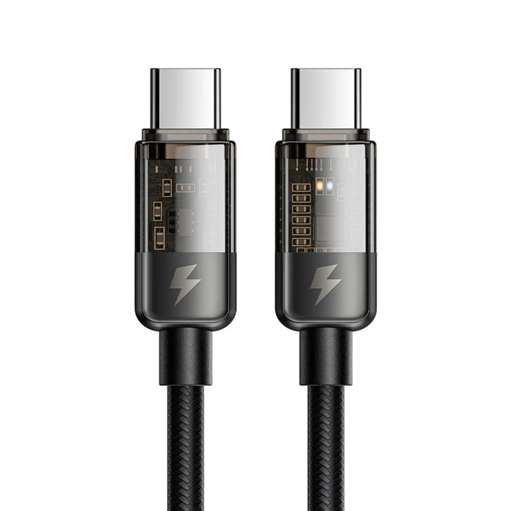 Кабел Type-C към Type-C, 100 W, бързо зареждане, прозрачен, автоматично изключване, 1,2 м - Mcdodo (CA-2840) - Черен