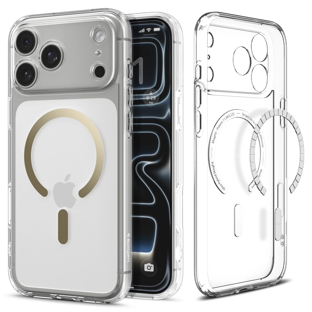 Калъф за iPhone 17 Pro - Spigen Ultra Hybrid MagSafe (ACS10348) - Прозрачен/Златист