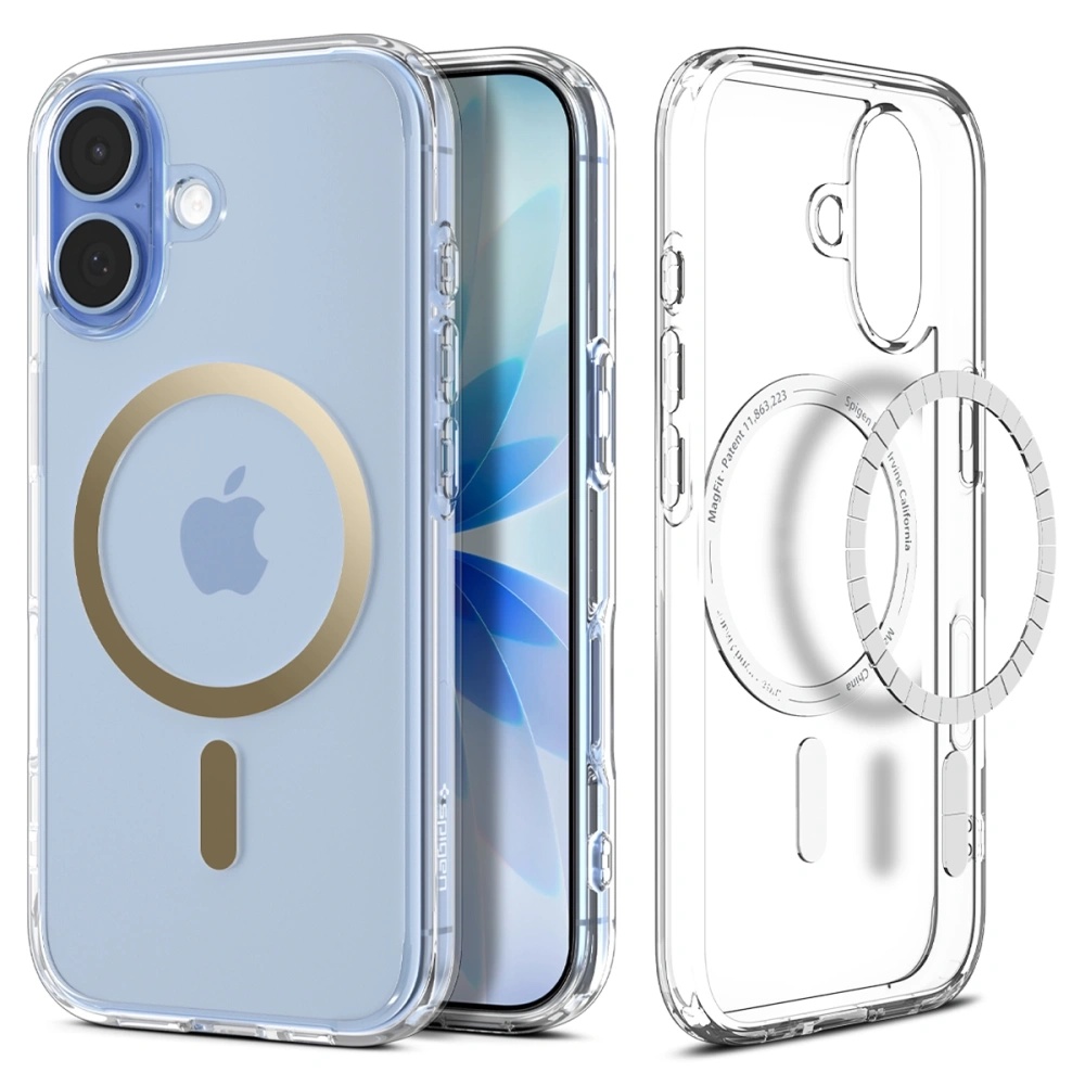 Калъф за iPhone 17 - Spigen Ultra Hybrid MagSafe (ACS10382) - Прозрачен/Златист