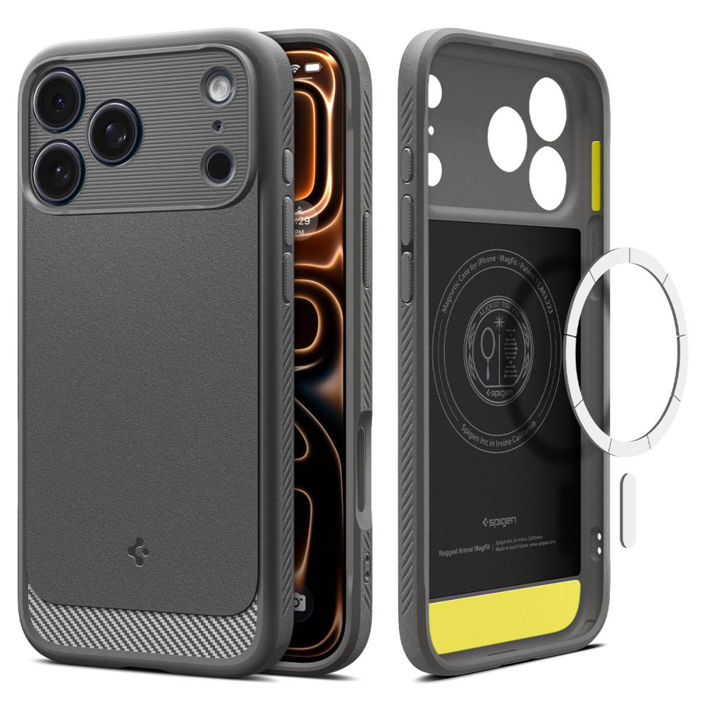 Калъф за iPhone 17 Pro - Spigen Rugged Armor MagSafe (ACS10330) - Сив