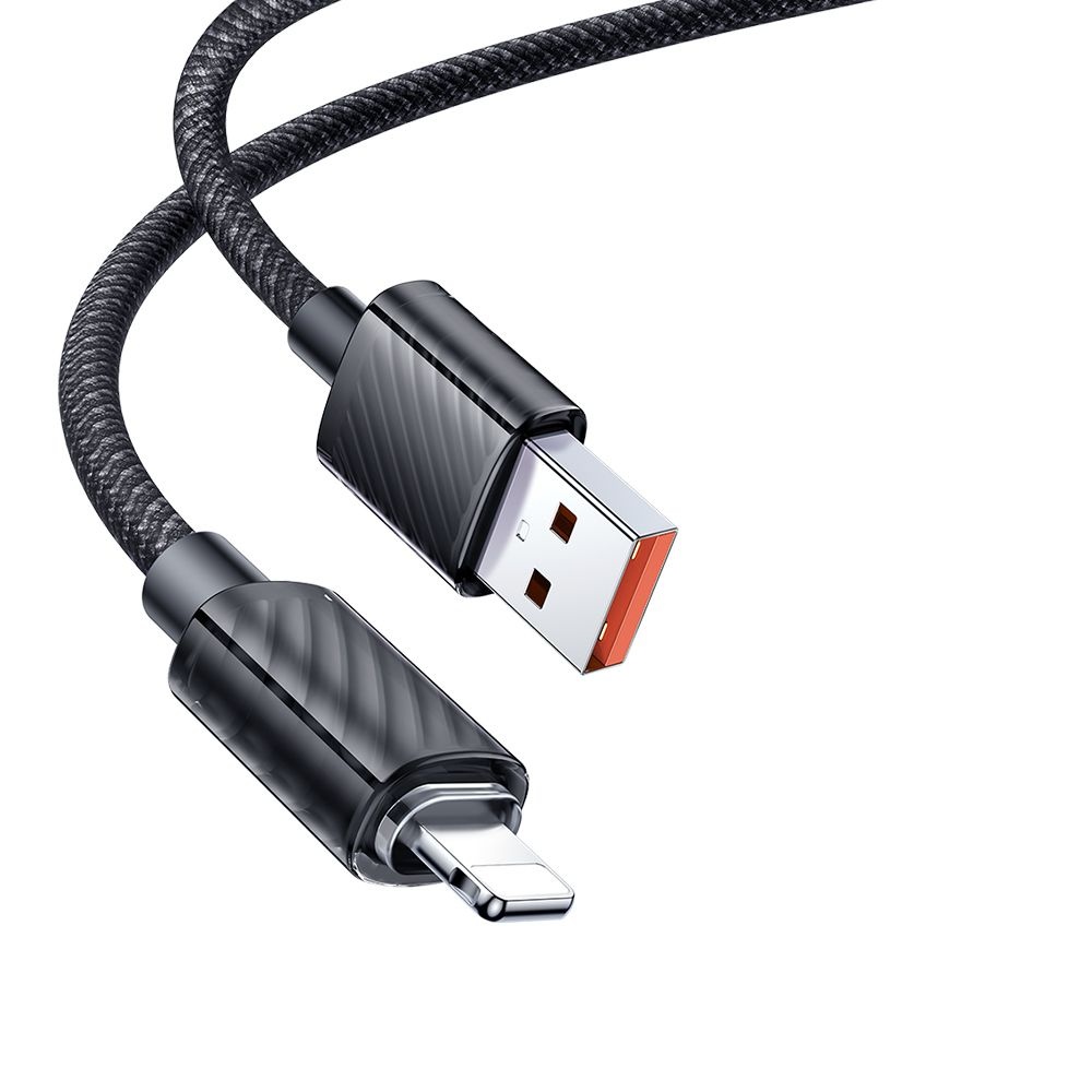 Кабел, USB към Lightning, прозрачен, 3A, 1,2 м - Mcdodo (CA-3640) - Черен