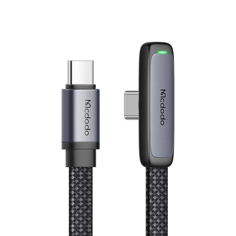 Кабел, USB-C към USB-C, дизайн 90°, 65 W, LED индикатор, 1,2 м - Mcdodo (CA-3360) - Черен