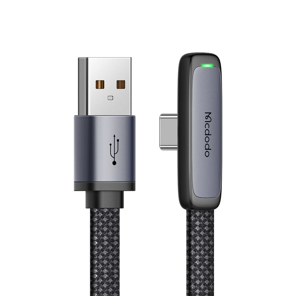 Кабел тип-C към USB-A, дизайн 90°, 100 W, LED индикатор, 1,2 м - Mcdodo (CA-3340) - Черен