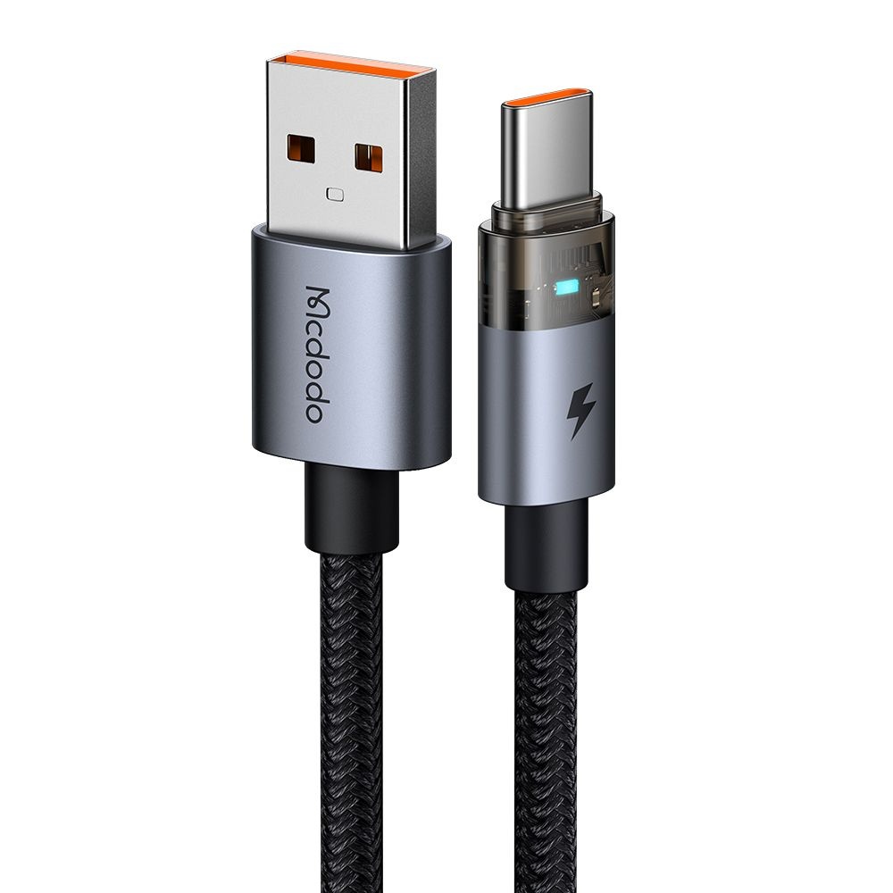 Кабел, USB-C към USB-A, прозрачен, 6A, 1,2 м - Mcdodo (CA-6890) - Черен
