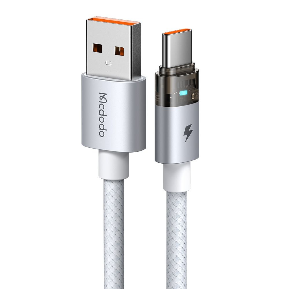 Кабел, USB-C към USB-A, прозрачен, 6A, 1,2 м - Mcdodo (CA-6892) - Бял