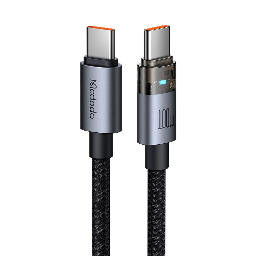 Кабел, USB-C към USB-C, прозрачен, 100 W, 1,2 м - Mcdodo (CA-5580) - Черен