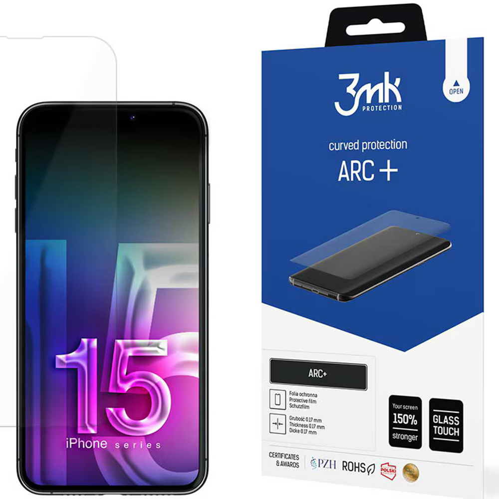Фолио за iPhone 15 - 3mk ARC+ Защитно фолио - прозрачно