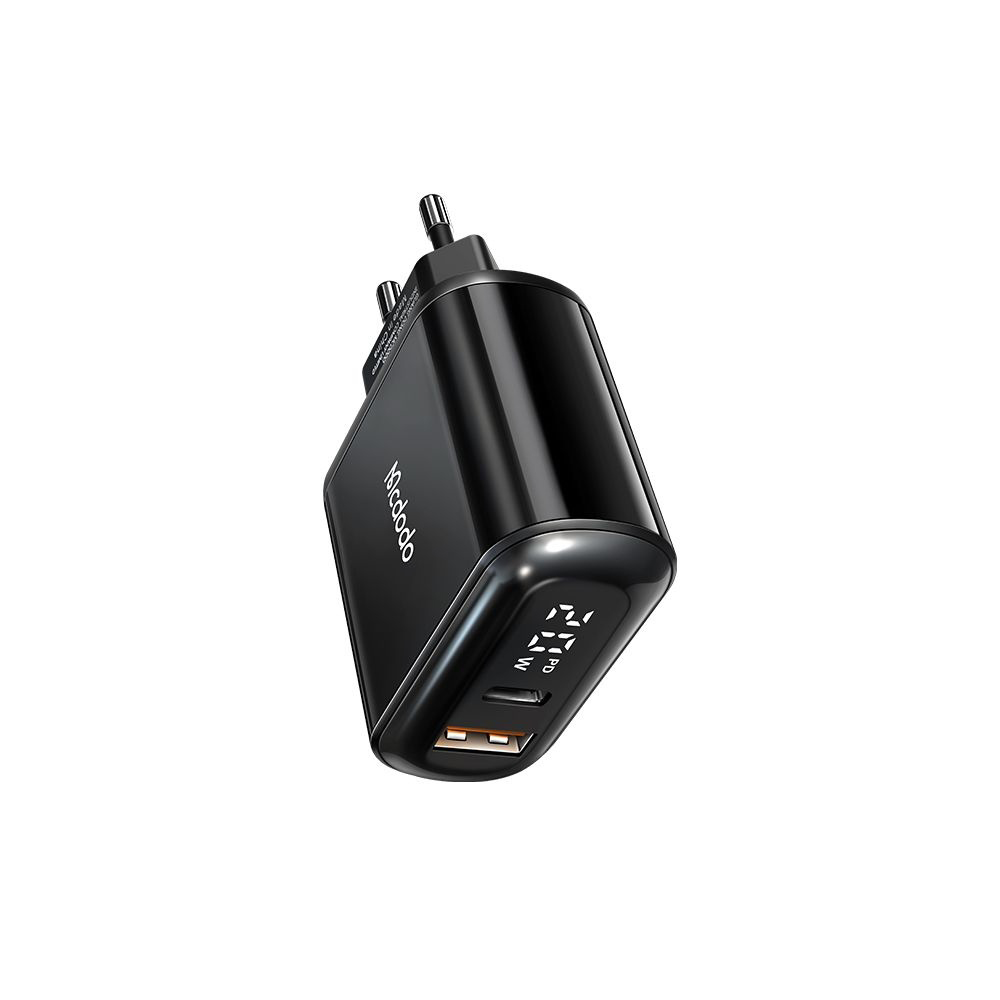 Зарядно устройство, USB-A, USB-C, 20W, PD + QC, цифров дисплей - серия Mcdodo Chocolate (CH-7170) - Черен