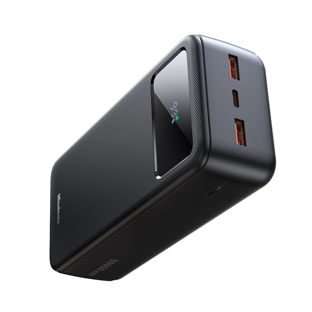 Външна батерия с Type-C + 2x USB-A портове, 30000mAh, 22.5W, LED дисплей - Mcdodo (MC-4240) - Черна