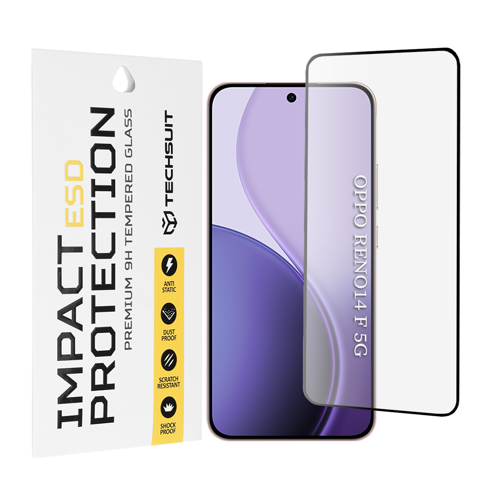 Капак за Oppo Reno14 F / Reno14 FS 5G - Techsuit ESD Glass - Черен