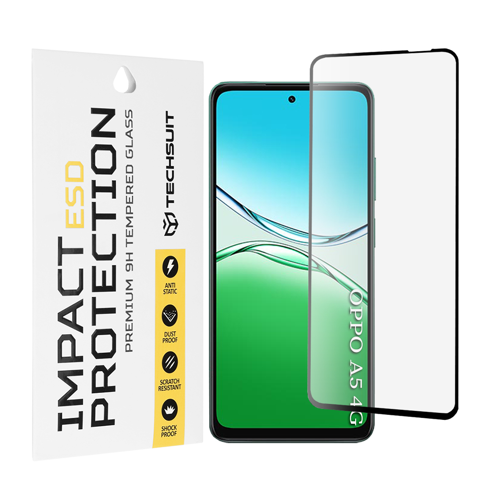 Капак за Oppo A5 4G / A5 5G - Techsuit ESD Glass - Черен