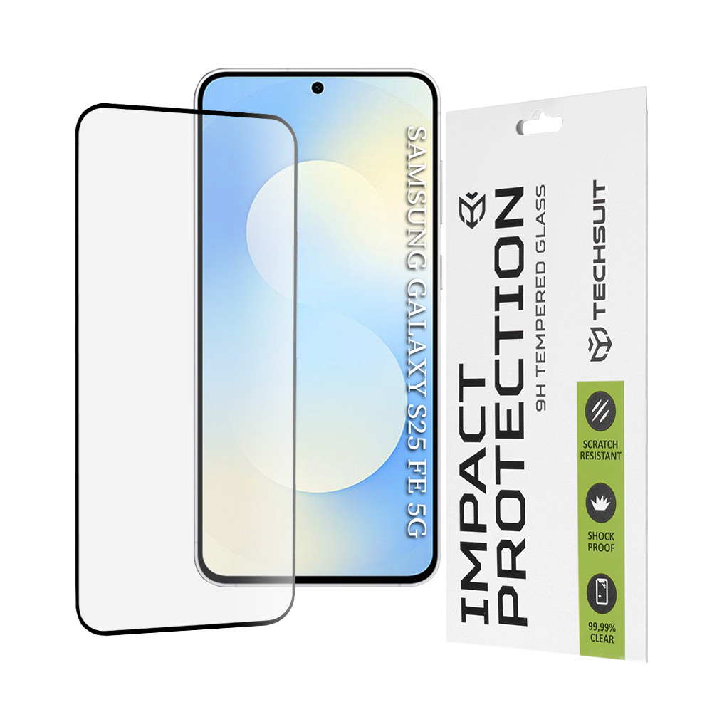 Калъф за Samsung Galaxy S25 FE - Techsuit 111D Full Cover / Full Glue Glass - Черен