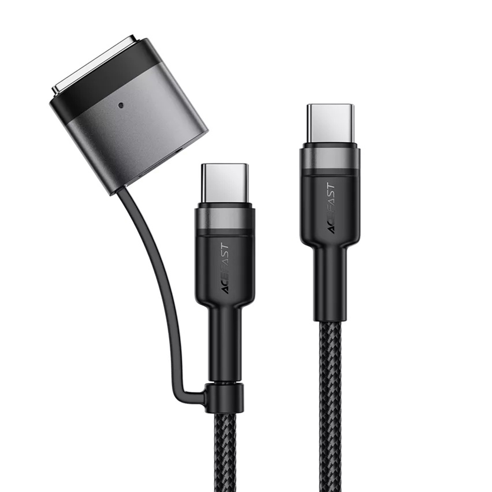 Кабел за зареждане от Type-C към Type-C към Type-C, адаптер MagSafe 3, 240 W, 48 V/5 A, 1,2 m, бързо зареждане - Acefast (C22-05) - Черен
