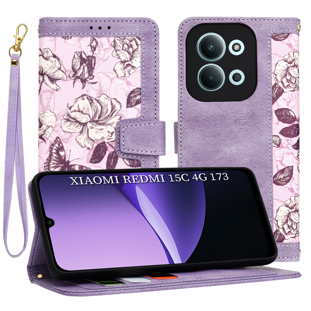 Калъф за Xiaomi Redmi 15C 4G / Redmi 15C 5G - Techsuit FlipCraft - Mysterious Лилав