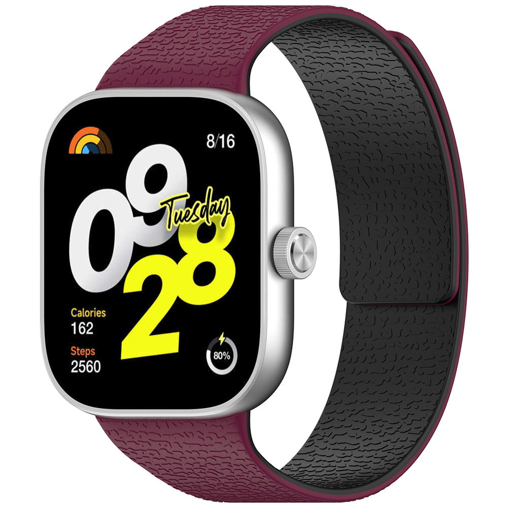 Каишка за часовник за Xiaomi Smart Band 10 Pro/9 Pro/8 Pro/Redmi Watch 4/Watch 5/Watch 6 - Каишка за часовник Techsuit (W016) - винено червено / черно