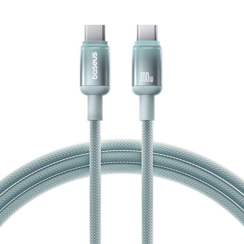 Кабел USB-C към USB-C, 100W, 2m - Baseus Discolor (E0420701) - Син/Зелен