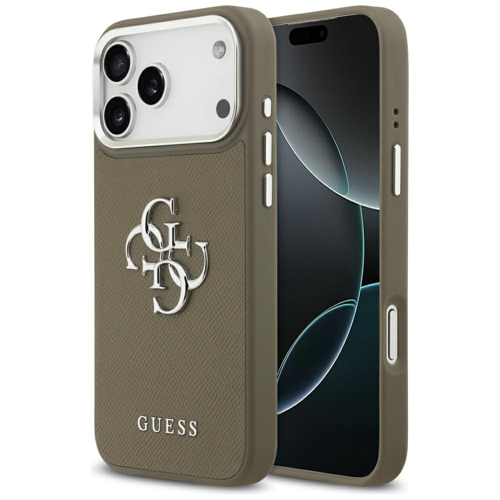 Калъф за iPhone 17 Pro Max - Guess Hardcase Grained Big 4G Classic Classic Logo (GUHCP17XPG4SMCEW) - Кафяв