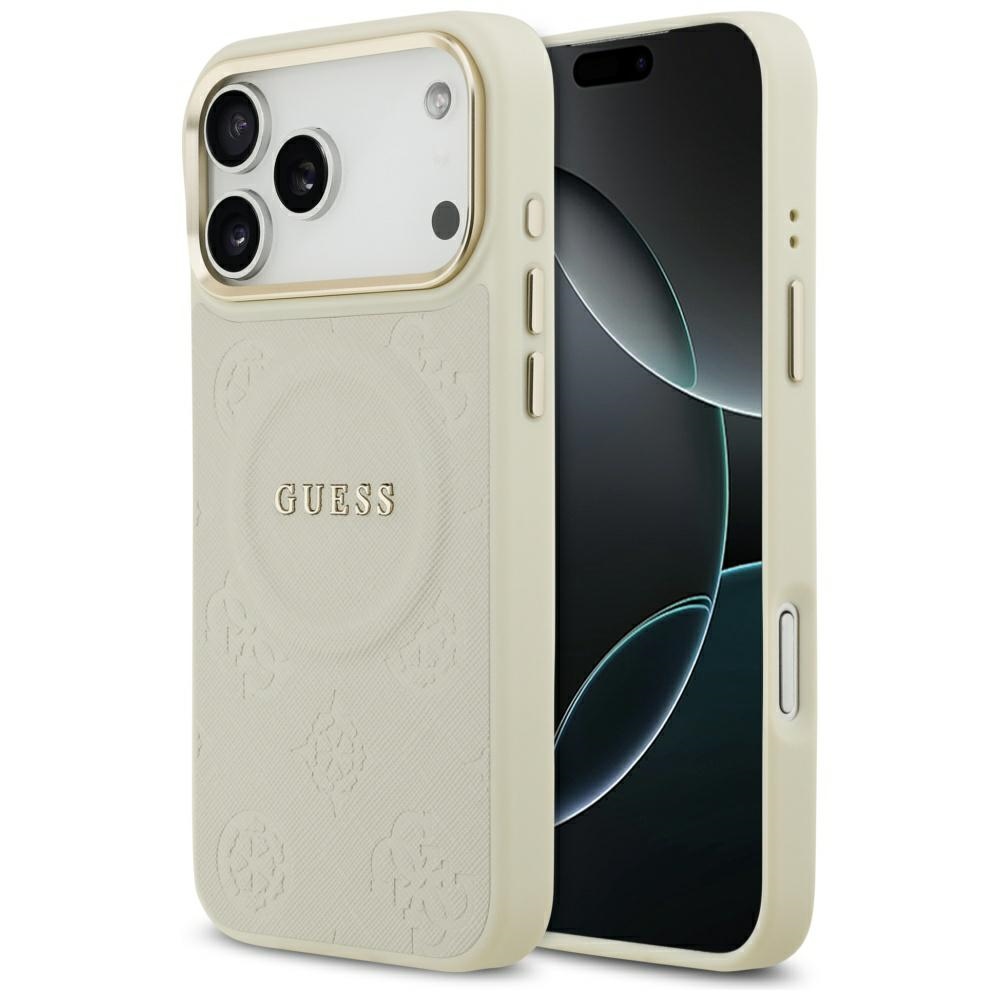 Калъф за iPhone 17 Pro Max - Guess Peony Hot Stamp MagSafe (GUHMP17XPSAMSECE) - Бежов
