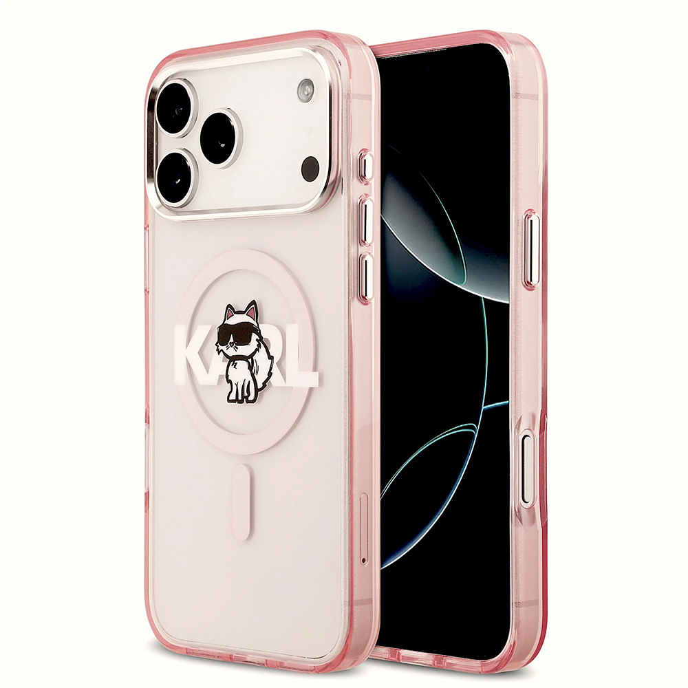 Калъф за iPhone 17 Pro Max - Karl Lagerfeld IML Choupette Sketch Sketch Logo MagSafe (KLHMP17XHGCHGKBP) - Розов