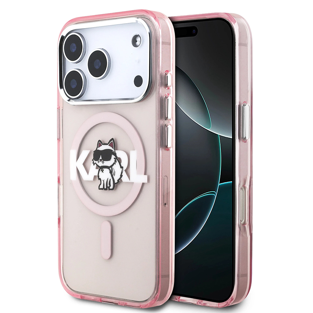 Калъф за iPhone 17 Pro - Karl Lagerfeld IML Choupette Choupette Sketch Logo MagSafe (KLHMP17LHGCHGKBP) - Розов