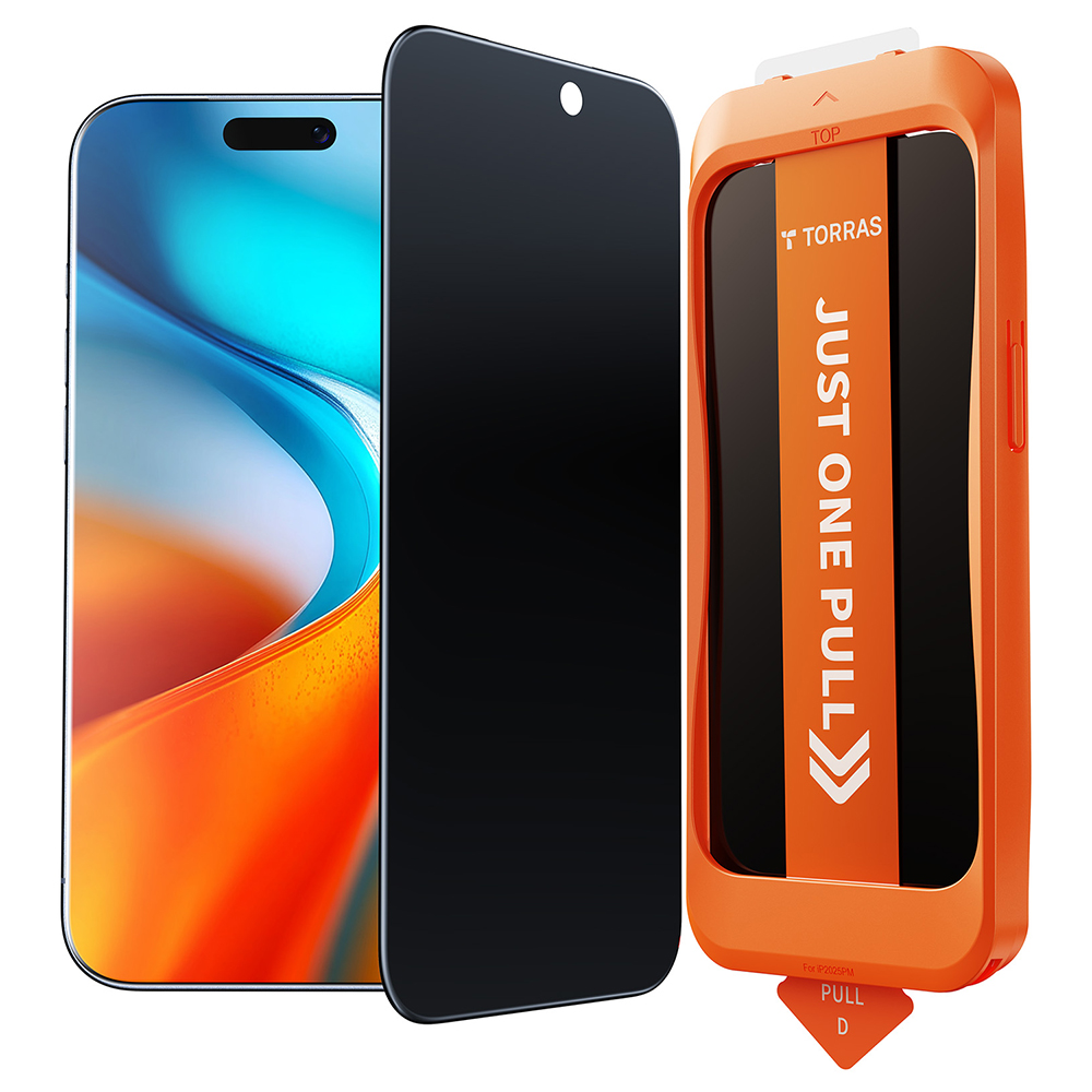 Калъф за iPhone 17 Air - Torras GlassGo Install Master Privacy - Черен