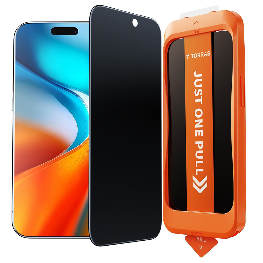 Калъф за iPhone 17 Pro Max - Torras GlassGo Install Master Privacy - Черен