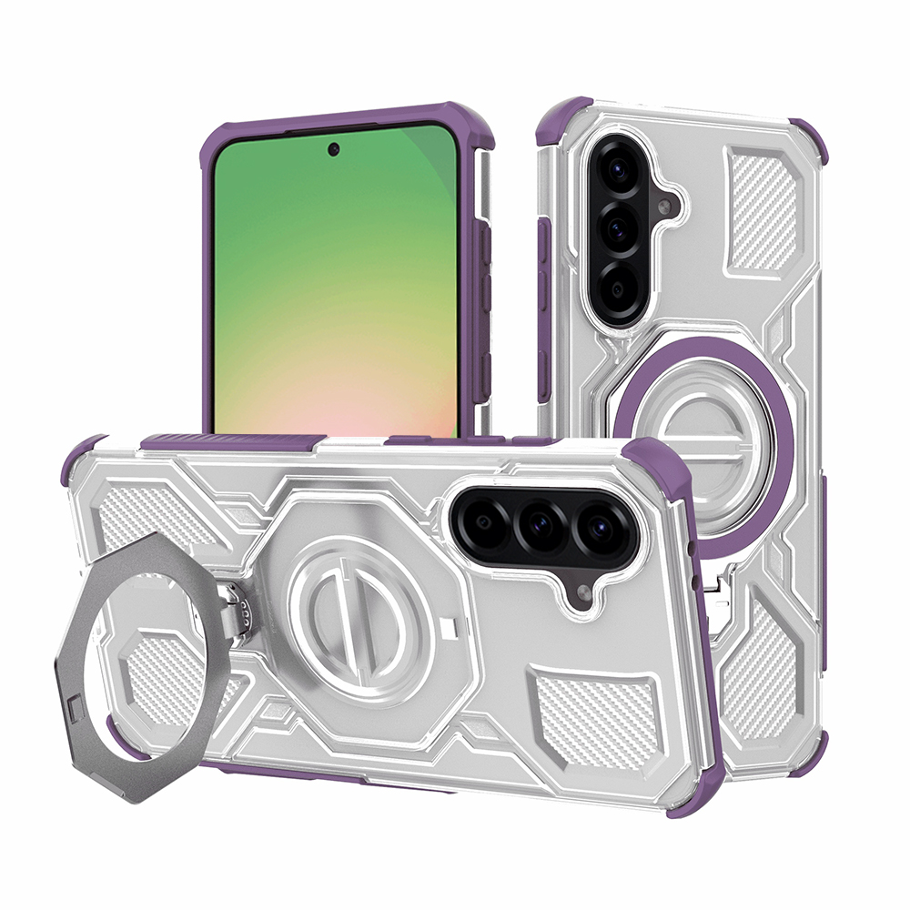 Калъф за Samsung Galaxy A56 5G - Techsuit Carbon Shield PRO - Лилав прозрачен