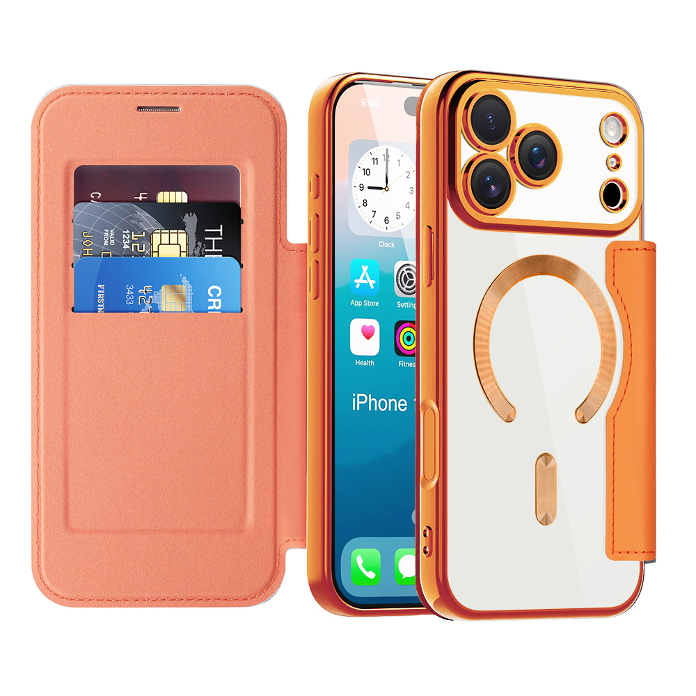 Калъф за iPhone 17 Pro Max - Techsuit SmartMag Book Case - Оранжев