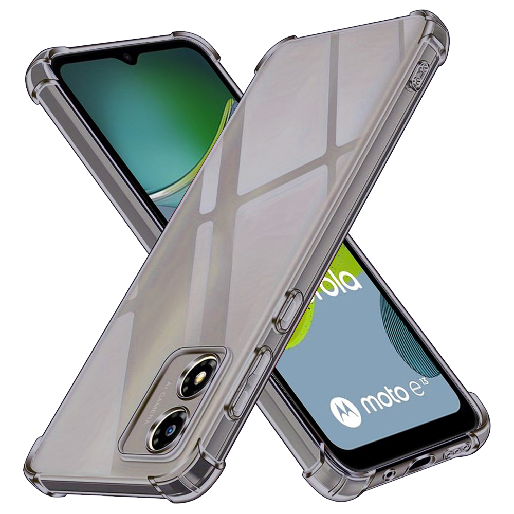 Калъф за Motorola Moto E13 - Techsuit Shockproof Прозрачен Silicone - Smoke Черен
