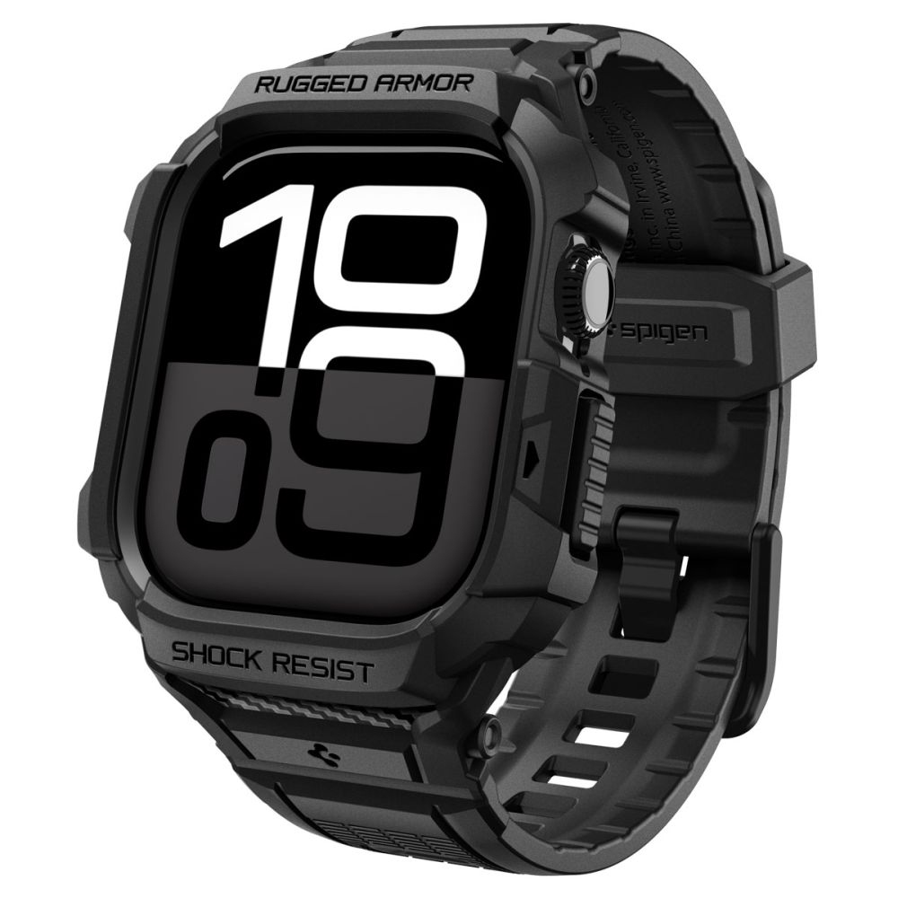 Калъф за Apple Watch 10 42mm / Watch 11 42mm + каишка - Spigen Rugged Armor Pro V2 (ACS10494) - черен мат