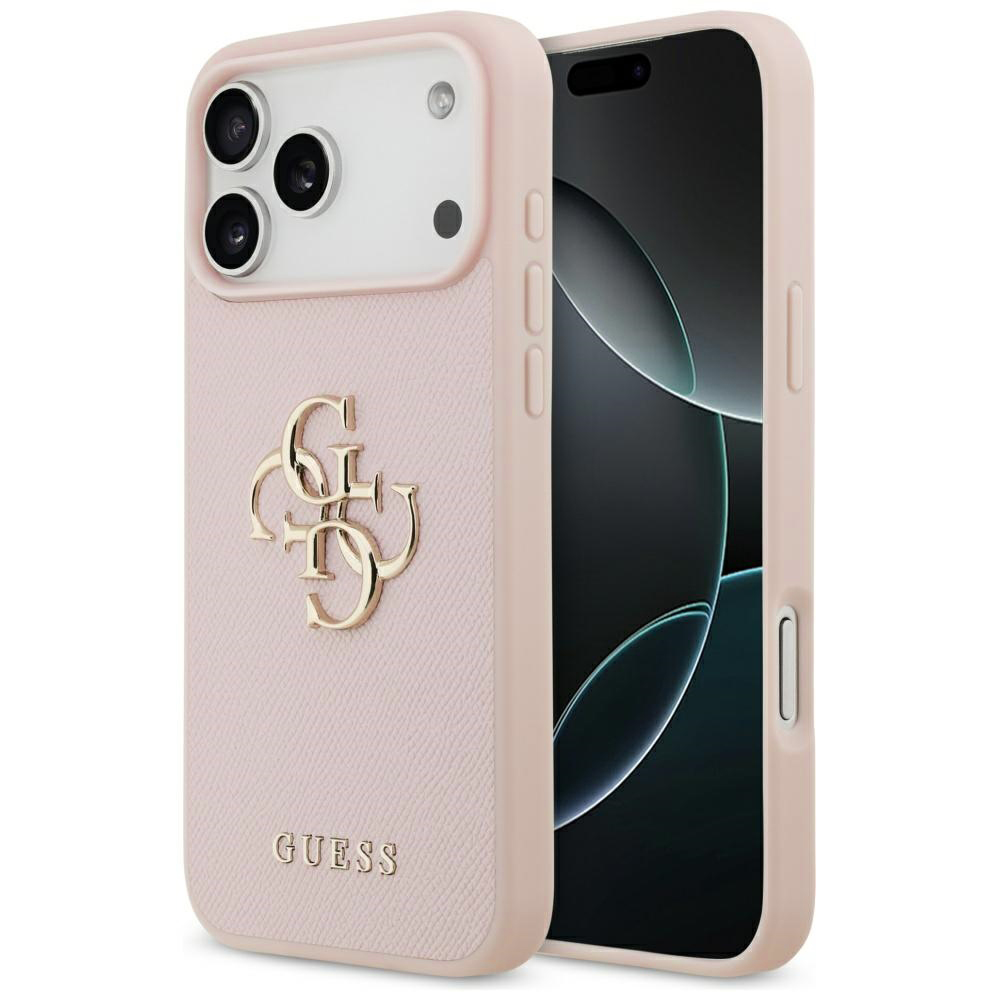 Калъф за iPhone 17 Pro Max - Guess Hardcase 4G Grained Big and Classic Logo (GUHCP17XPGPGT4MBP) - Розов