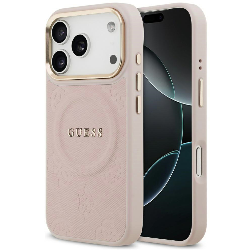Калъф за iPhone 17 Pro - Guess Peony Hot Stamp MagSafe (GUHMP17LPSAMSAMSECP) - Розов
