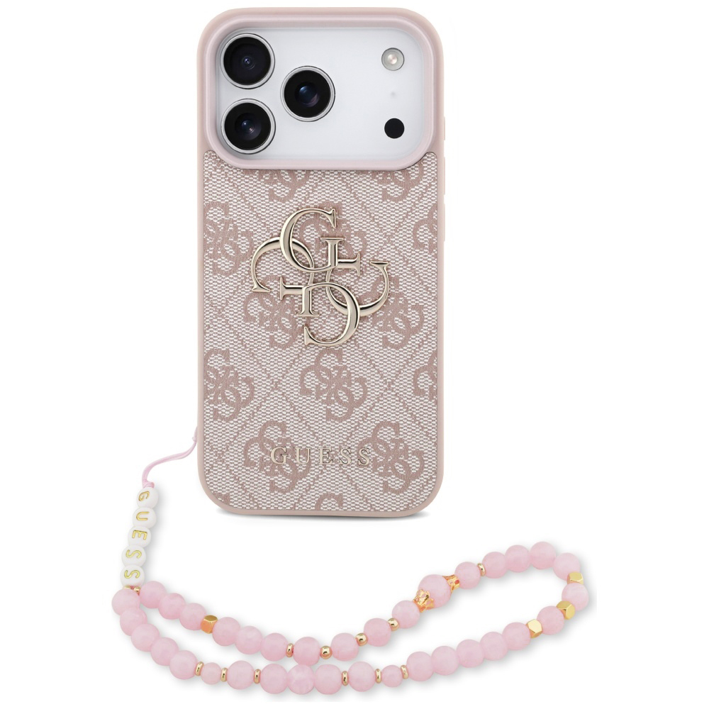 Калъф за iPhone 17 Pro Max - Guess Hardcase 4G Classic Classic Logo with Strap (GUHCP17XP4GMGSP) - Розов