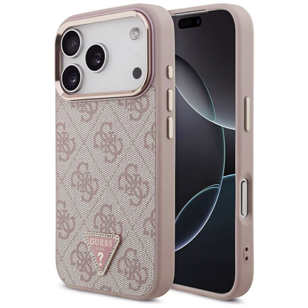 Калъф за iPhone 17 Pro Max - Guess Hardcase 4G Triangle Triangle Logo MagSafe (GUHMP17XP4GTGTDGGMP) - Розов