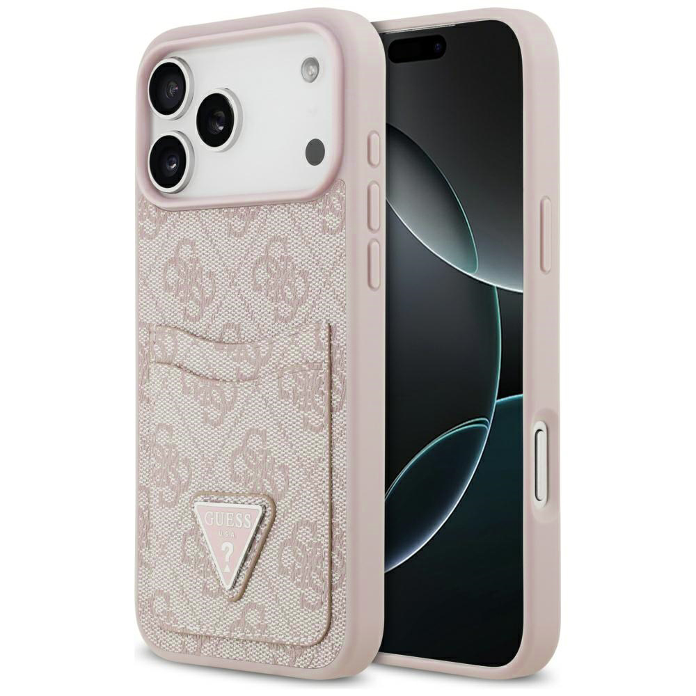 Калъф за iPhone 17 Pro - Guess Hardcase 4G Double Card Triangle (GUHCP17LP4TPP) - Розов