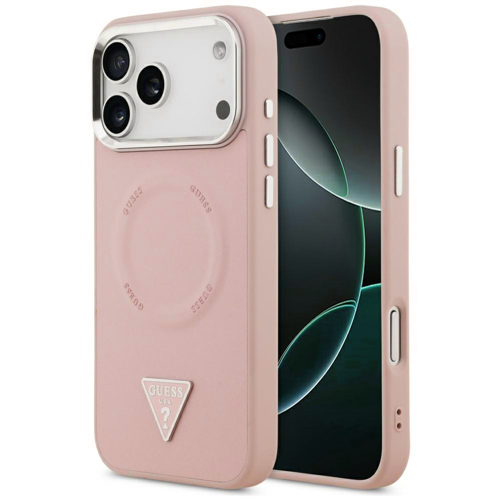 Калъф за iPhone 17 Pro - Guess Hardcase Triangle Logo MagSafe (GUHMP17LPSDTSCMP) - Розов