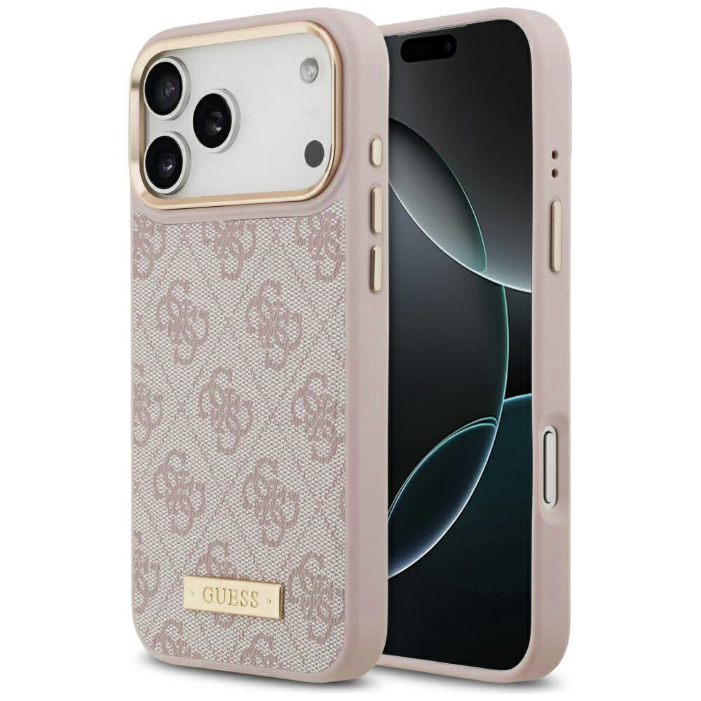 Калъф за iPhone 17 Pro Max - Guess Hardcase 4G Logo Plate MagSafe (GUHMP17XU4GPRP) - Розов