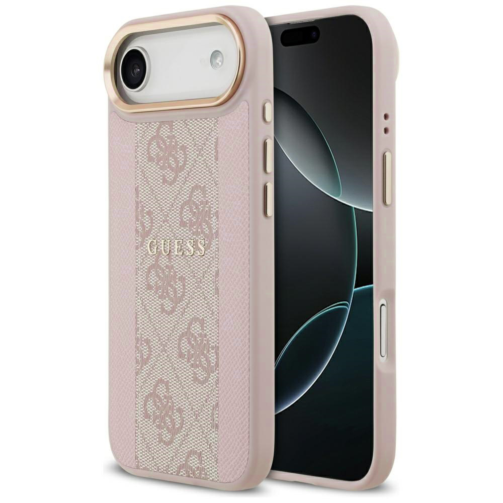 Калъф за iPhone 17 Air - Guess Hardcase 4G Stripe MagSafe (GUHMP17MPG4SEMCP) - Розов